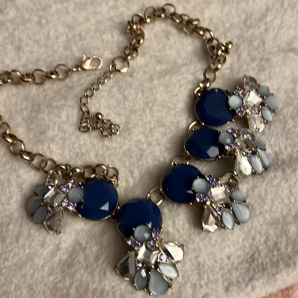 Blue & Crystal Statement Necklace with Gold-Tone Chain - Picture 2 of 2